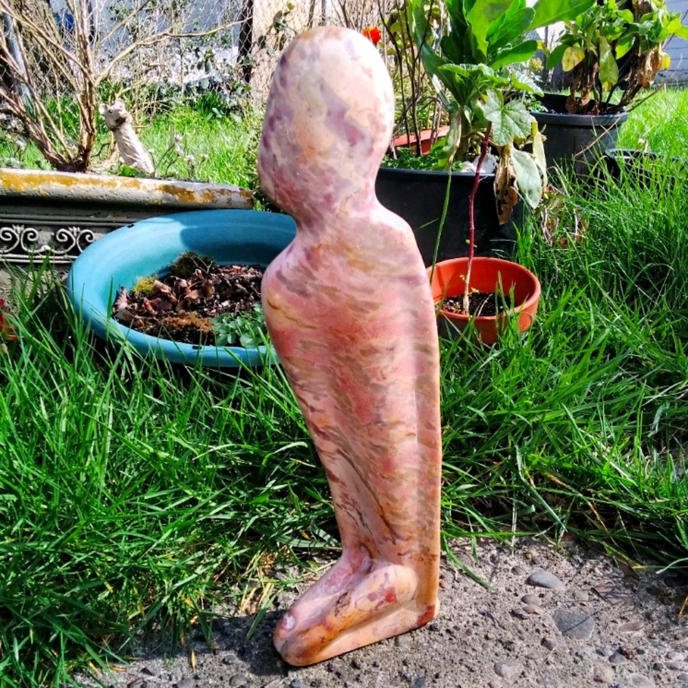 Carved Stone Kneeling Statue Kenya